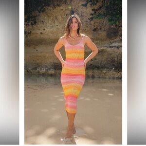 NWT Skatie x Rocky Barnes Mesh Sleeveless Dress in Sunrise Size Small